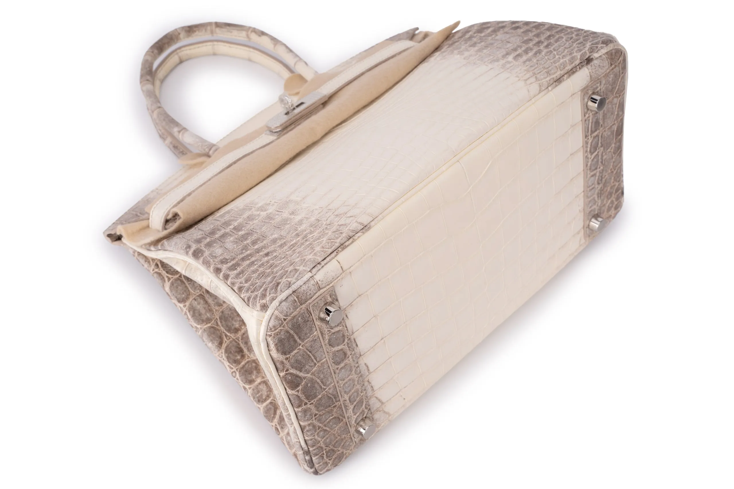Hermès Birkin 30 Exotic Himalayan Blanc Crocodile Niloticus White Gold And Diamond
