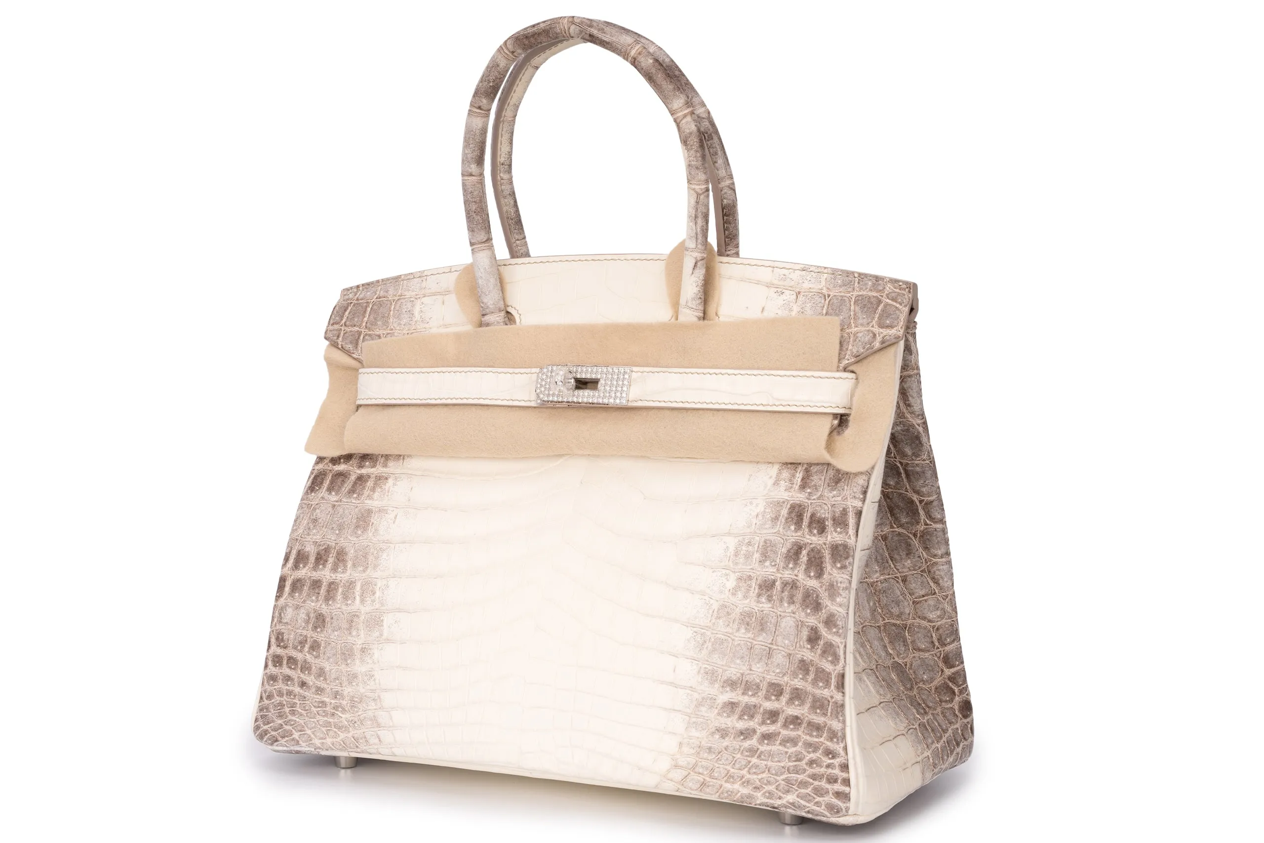 Hermès Birkin 30 Exotic Himalayan Blanc Crocodile Niloticus White Gold And Diamond