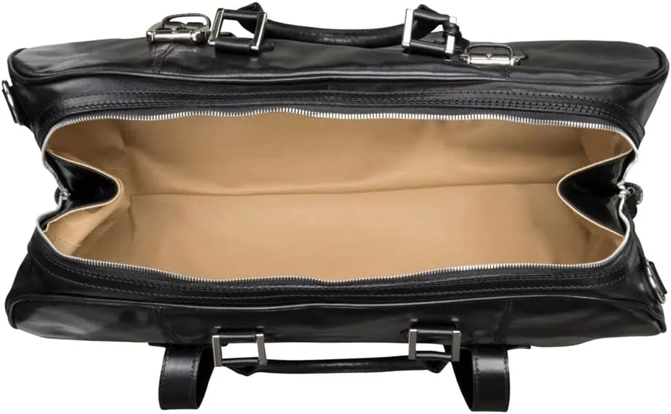Maxwell Scott - Personalized Luxury Leather Medium Weekend Travel Bag for Men - Cabin Size - The FleroM - Black