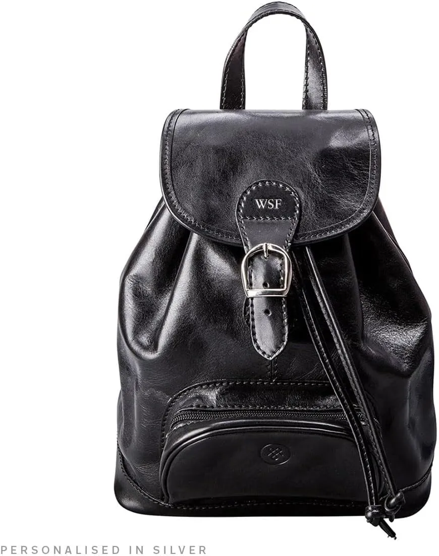 Maxwell Scott - Womens Luxury Classic Italian Leather Backpack for Luxury Travelling - Made in Italy - The Sparano Black