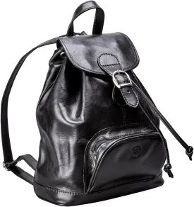 Maxwell Scott - Womens Luxury Classic Italian Leather Backpack for Luxury Travelling - Made in Italy - The Sparano Black