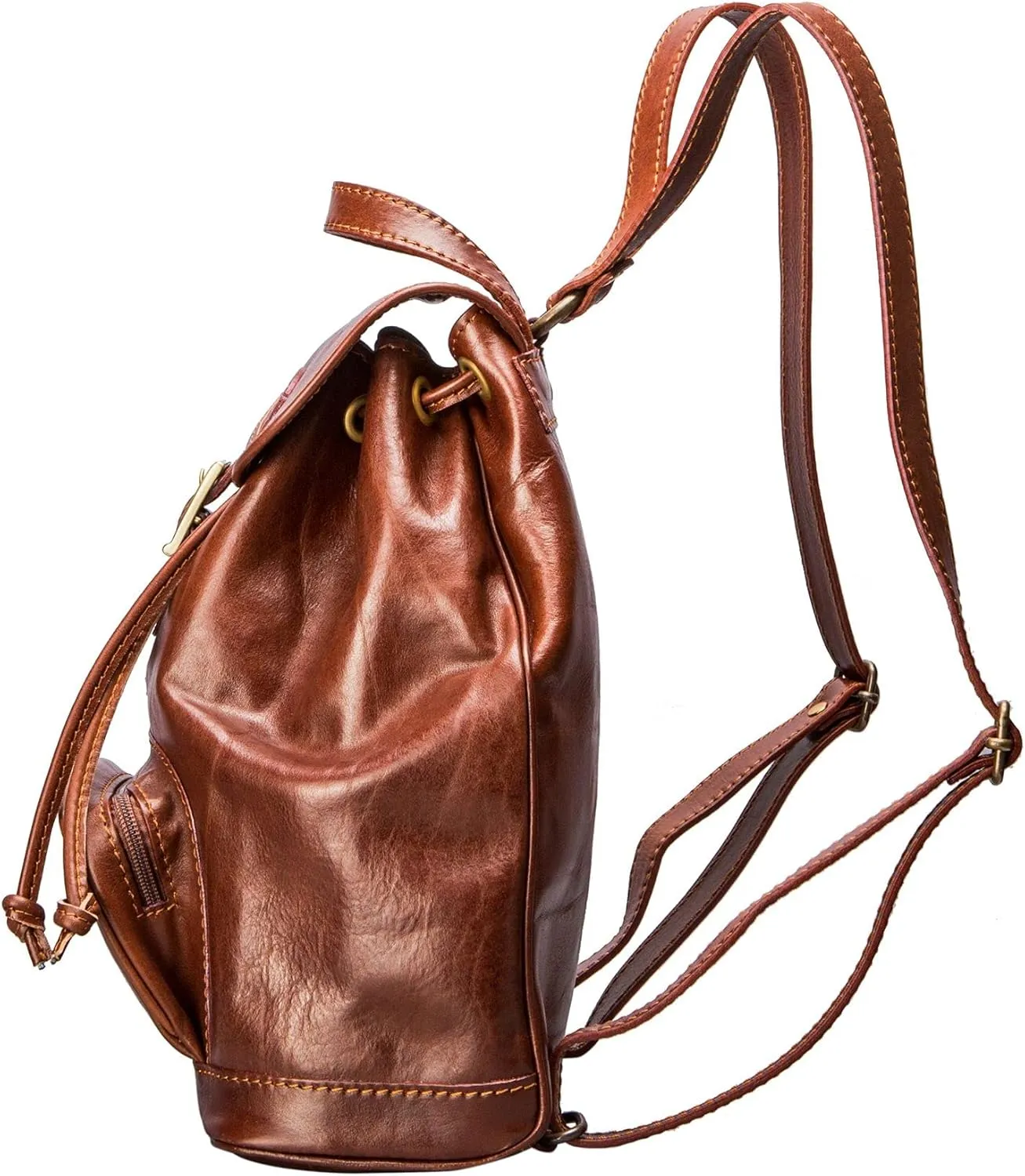 Maxwell Scott - Womens Luxury Classic Leather Backpack for Luxury Travelling - Made in Italy - The Sparano Chestnut Tan