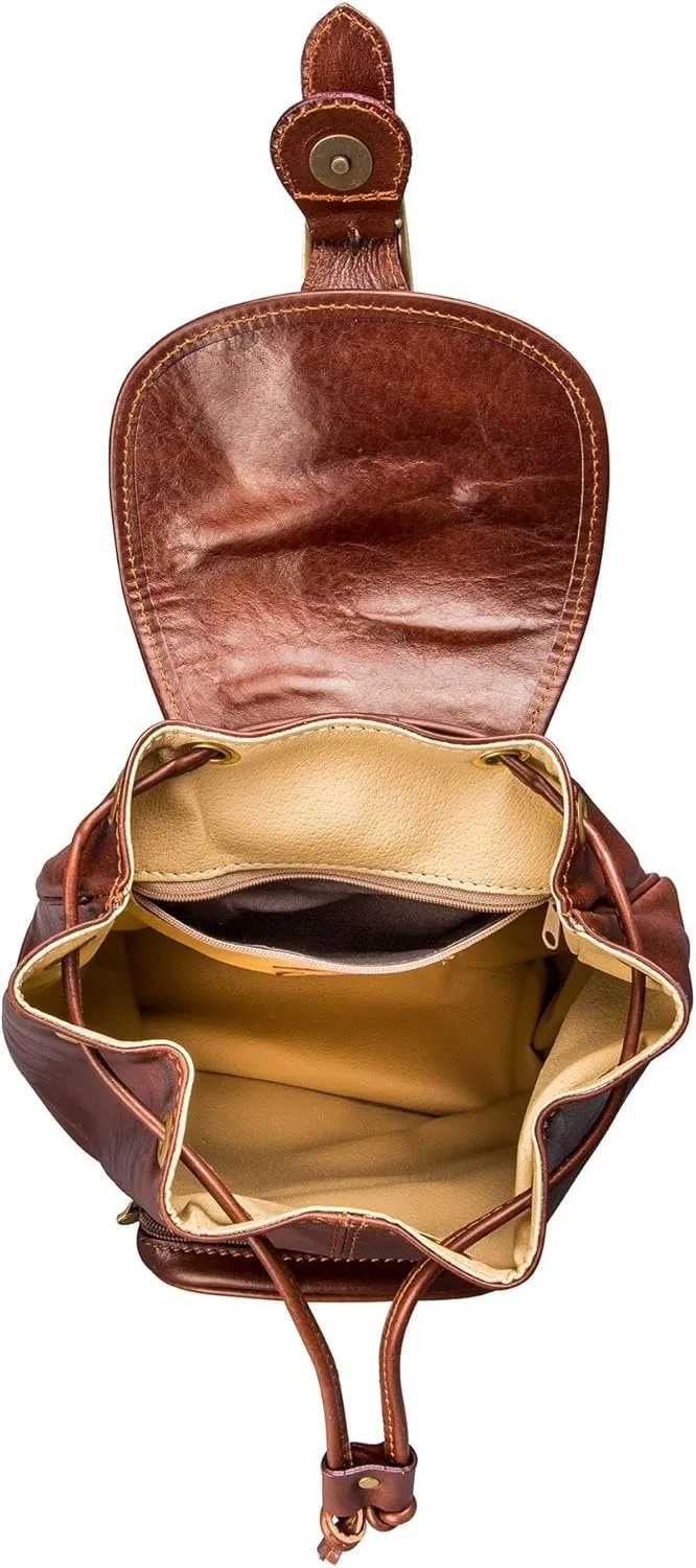 Maxwell Scott - Womens Luxury Classic Leather Backpack for Luxury Travelling - Made in Italy - The Sparano Chestnut Tan
