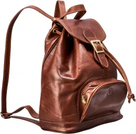 Maxwell Scott - Womens Luxury Classic Leather Backpack for Luxury Travelling - Made in Italy - The Sparano Chestnut Tan