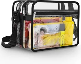 Mildbeer Clear Messenger Bag with 2 Compartments, Clear Crossbody Tote Bag for Stadium Events Concerts Festivals