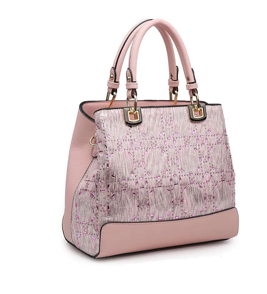 Miss Penelope Pink Tweed Grab Tote Bag