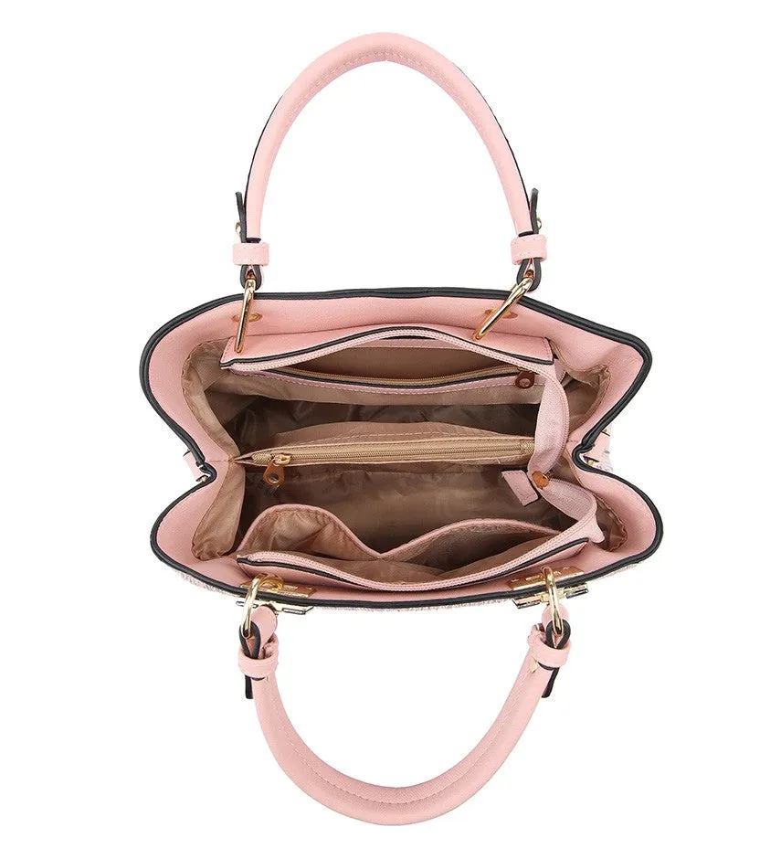 Miss Penelope Pink Tweed Grab Tote Bag