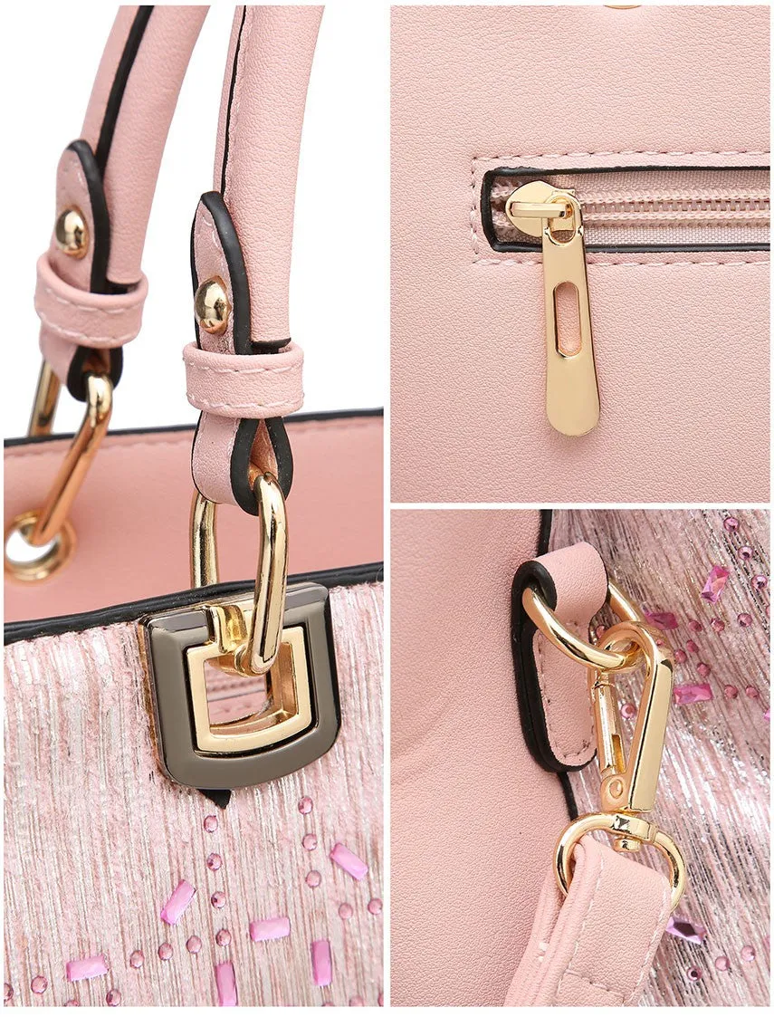 Miss Penelope Pink Tweed Grab Tote Bag