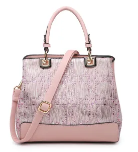 Miss Penelope Pink Tweed Grab Tote Bag