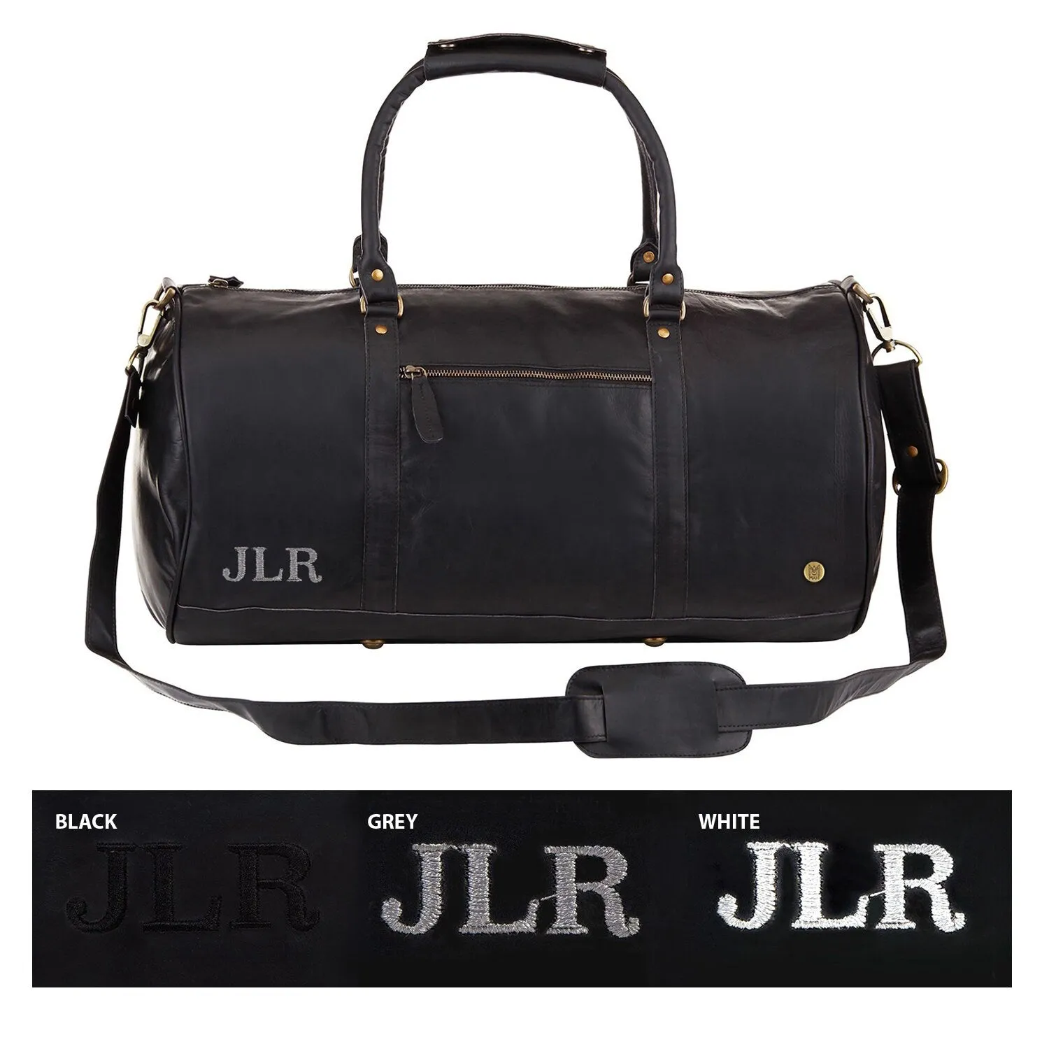 Monogram Leather Duffle - Personalized Duffle Bag - Mens & Women's - Overnight Bag in Brown, Black or 2-Tone - Christmas Gift for Him