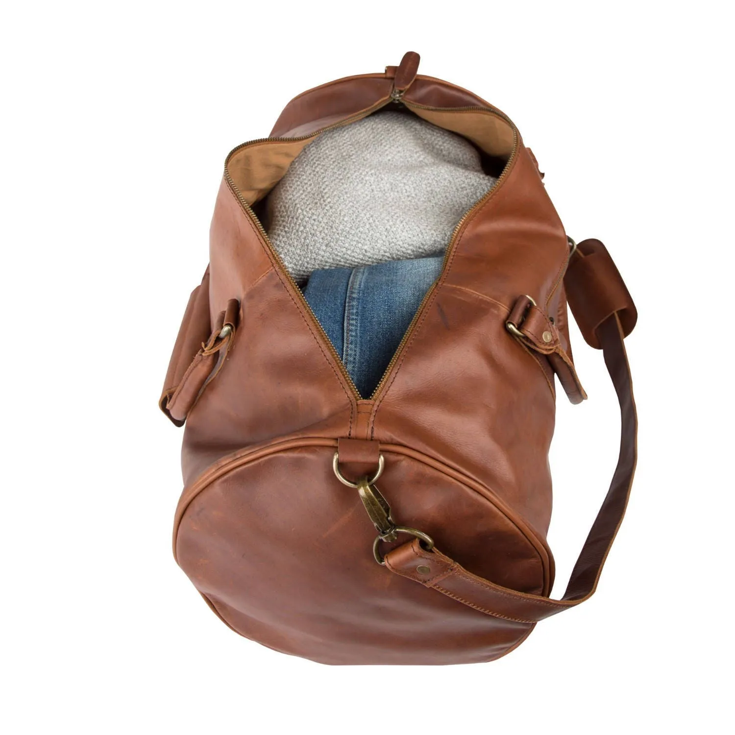 Monogram Leather Duffle - Personalized Duffle Bag - Mens & Women's - Overnight Bag in Brown, Black or 2-Tone - Christmas Gift for Him
