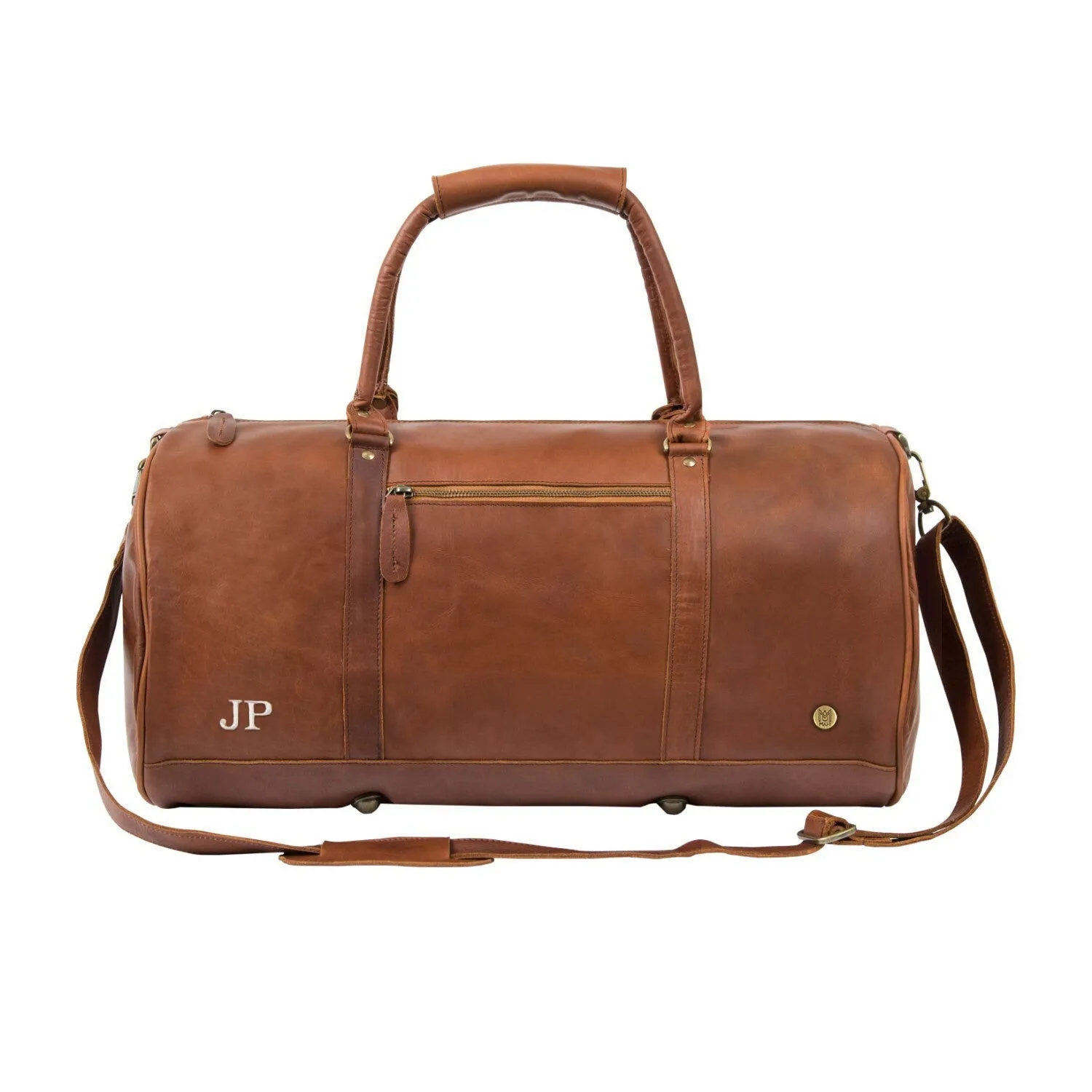 Monogram Leather Duffle - Personalized Duffle Bag - Mens & Women's - Overnight Bag in Brown, Black or 2-Tone - Christmas Gift for Him