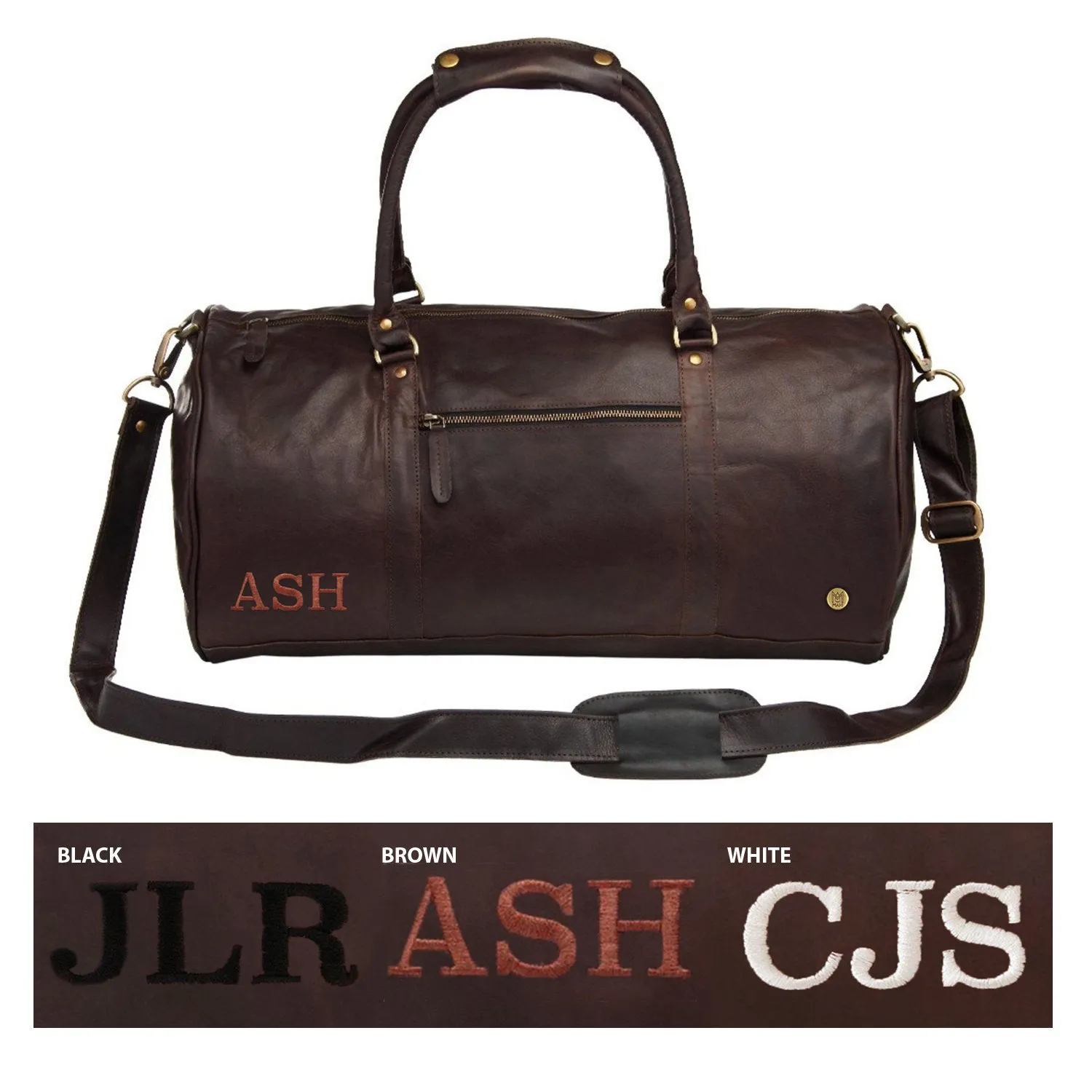 Monogram Leather Duffle - Personalized Duffle Bag - Mens & Women's - Overnight Bag in Brown, Black or 2-Tone - Christmas Gift for Him
