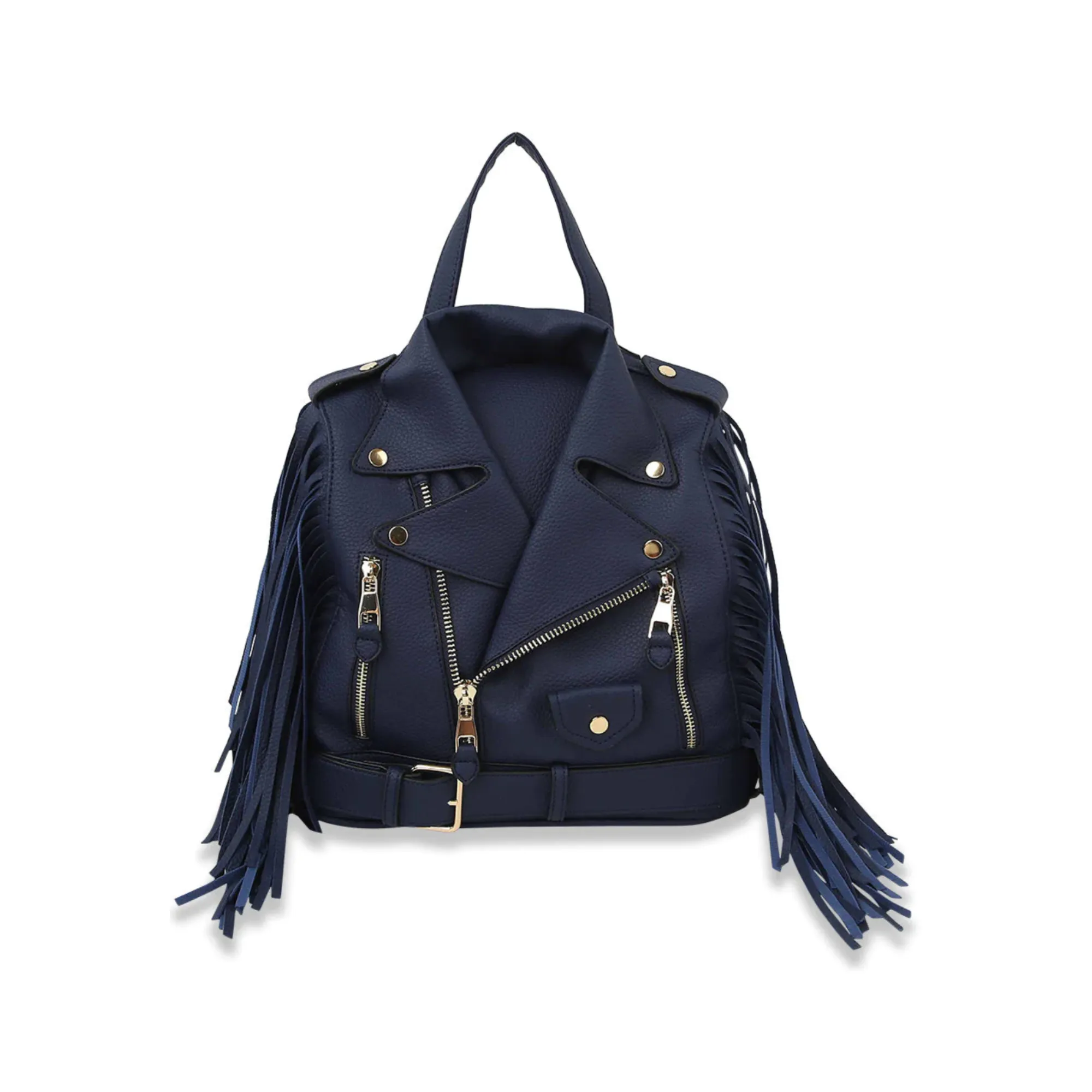 Motorcycle Jacket Design Fringed Backpack / Shoulder Bag