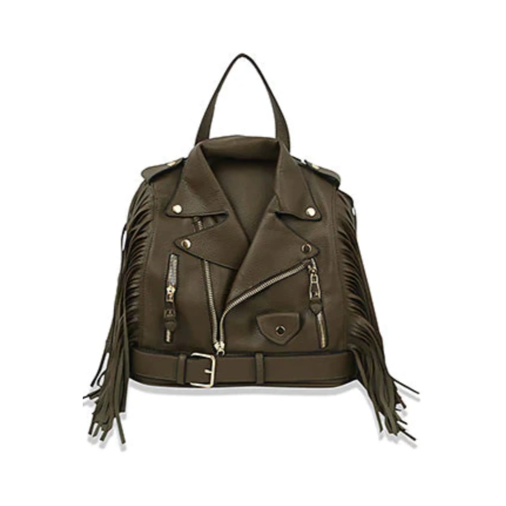 Motorcycle Jacket Design Fringed Backpack / Shoulder Bag