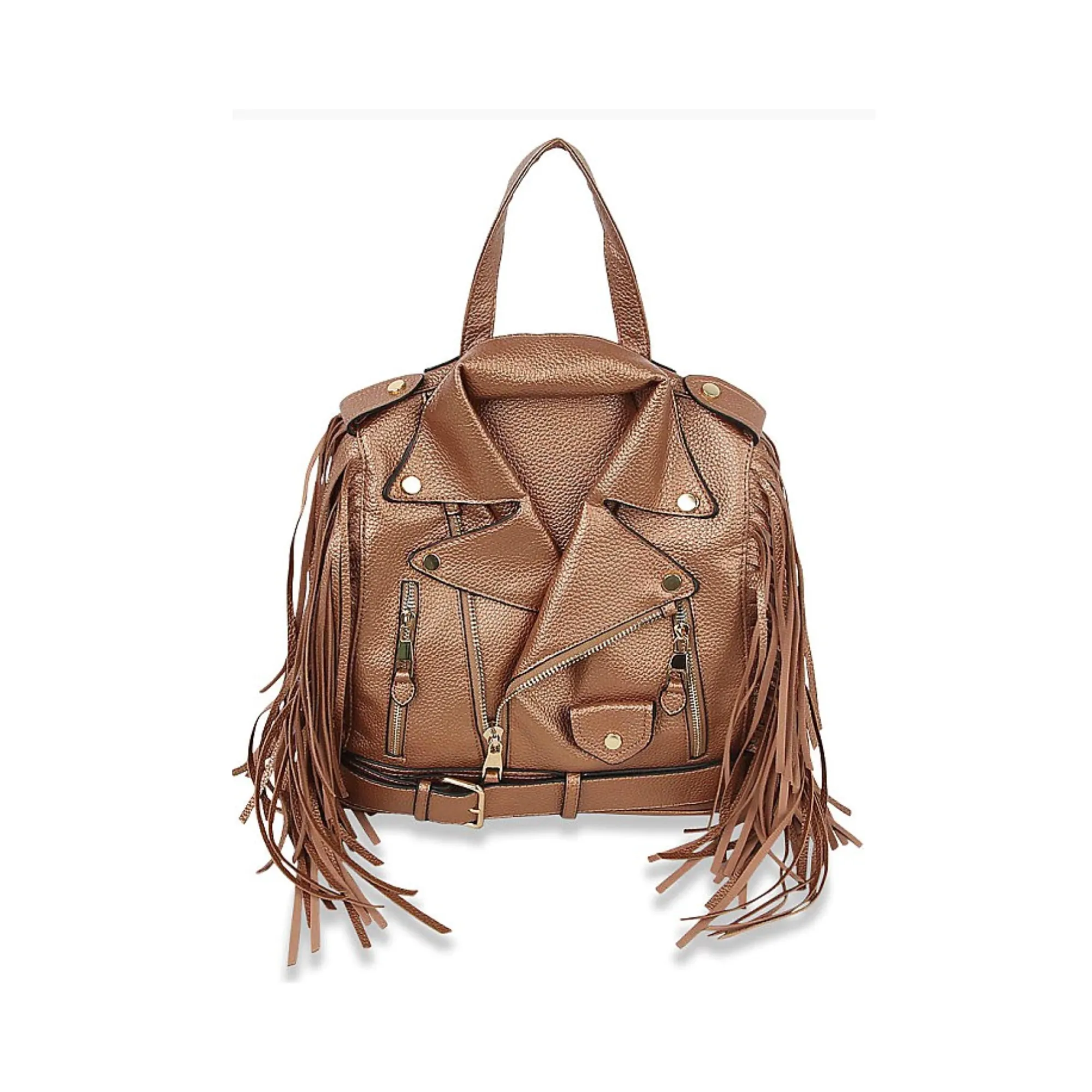 Motorcycle Jacket Design Fringed Backpack / Shoulder Bag