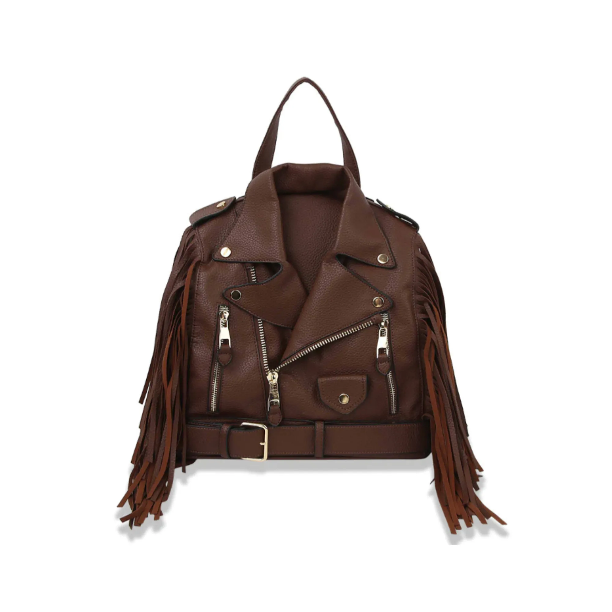 Motorcycle Jacket Design Fringed Backpack / Shoulder Bag
