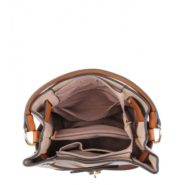 Noughts And Kisses Beige Hobo Shoulder Bag