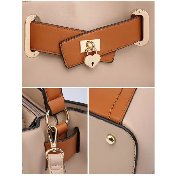 Noughts And Kisses Beige Hobo Shoulder Bag