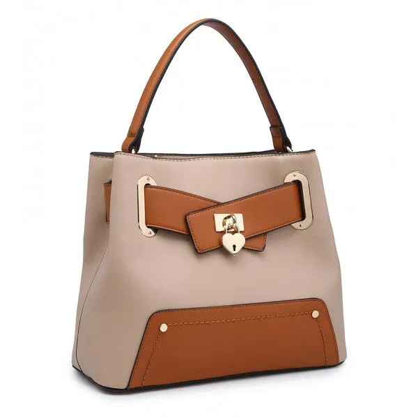 Noughts And Kisses Beige Hobo Shoulder Bag