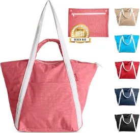 Packable Beach Bag Waterproof Sandproof - Lightweight & Foldable Travel Tote for Summer, Pool, Boat, Vacation, Gym