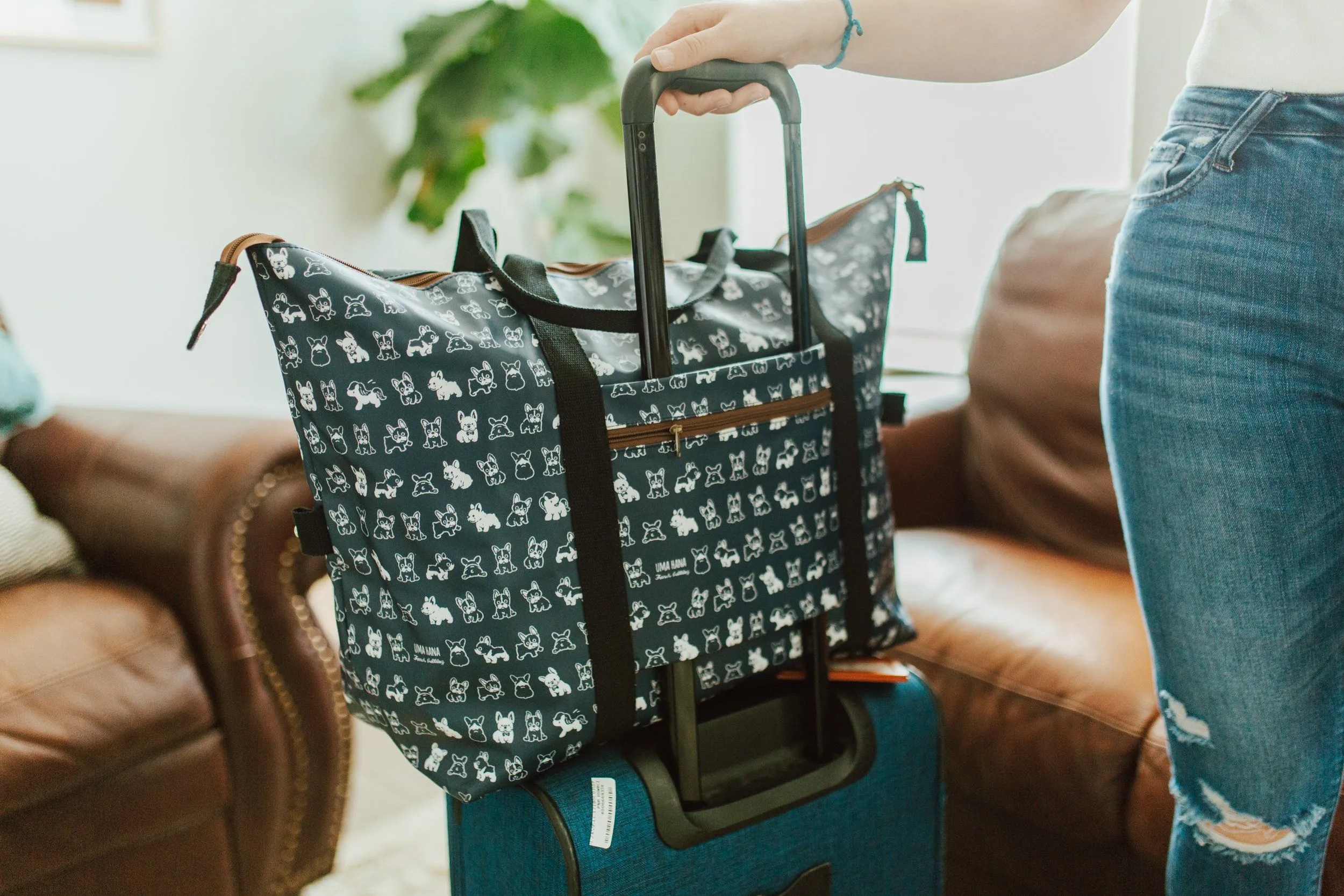 Pink Travel Frenchie Extra Large Travel Tote