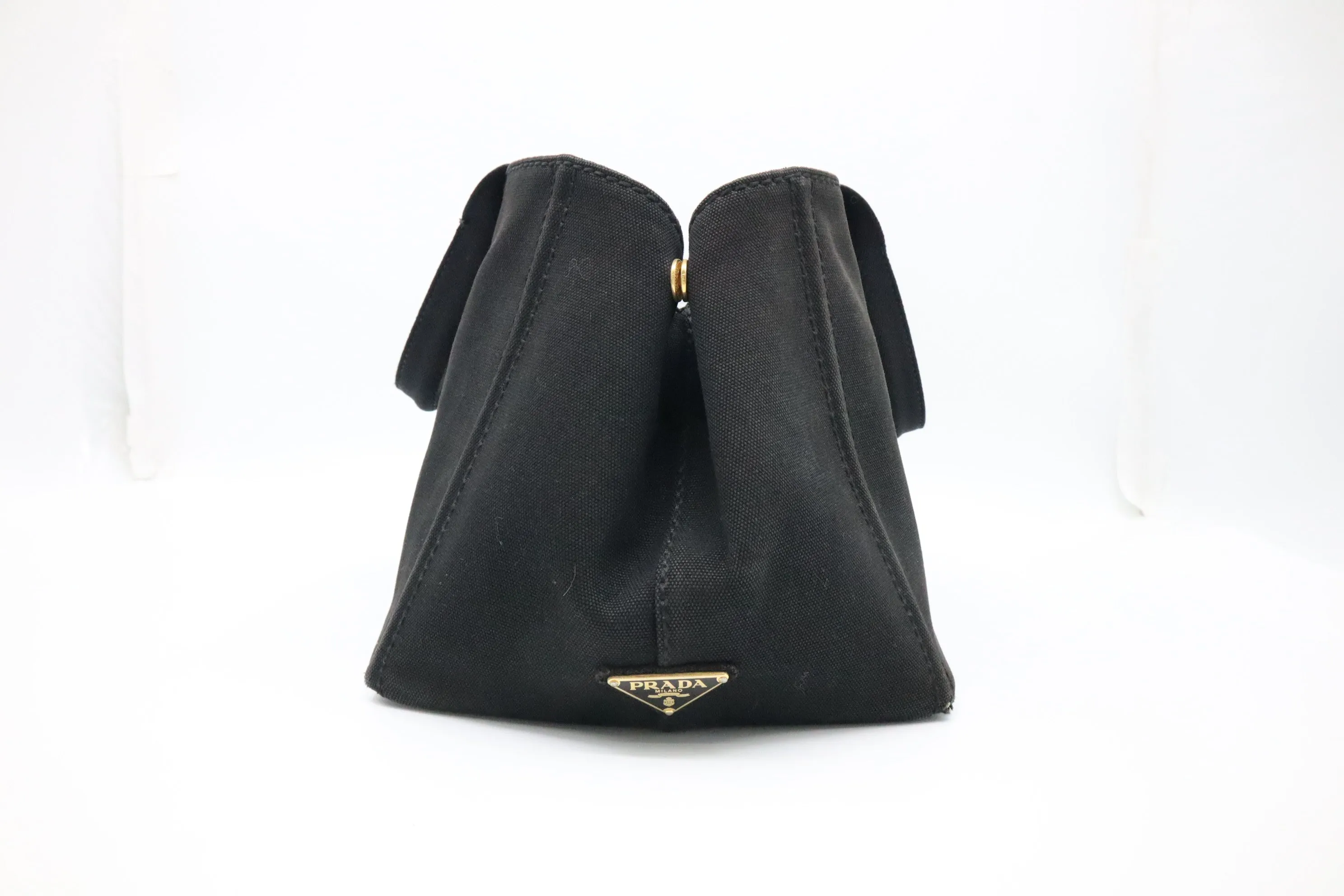 Prada Large Canapa Tote in Black Cotton Canvas