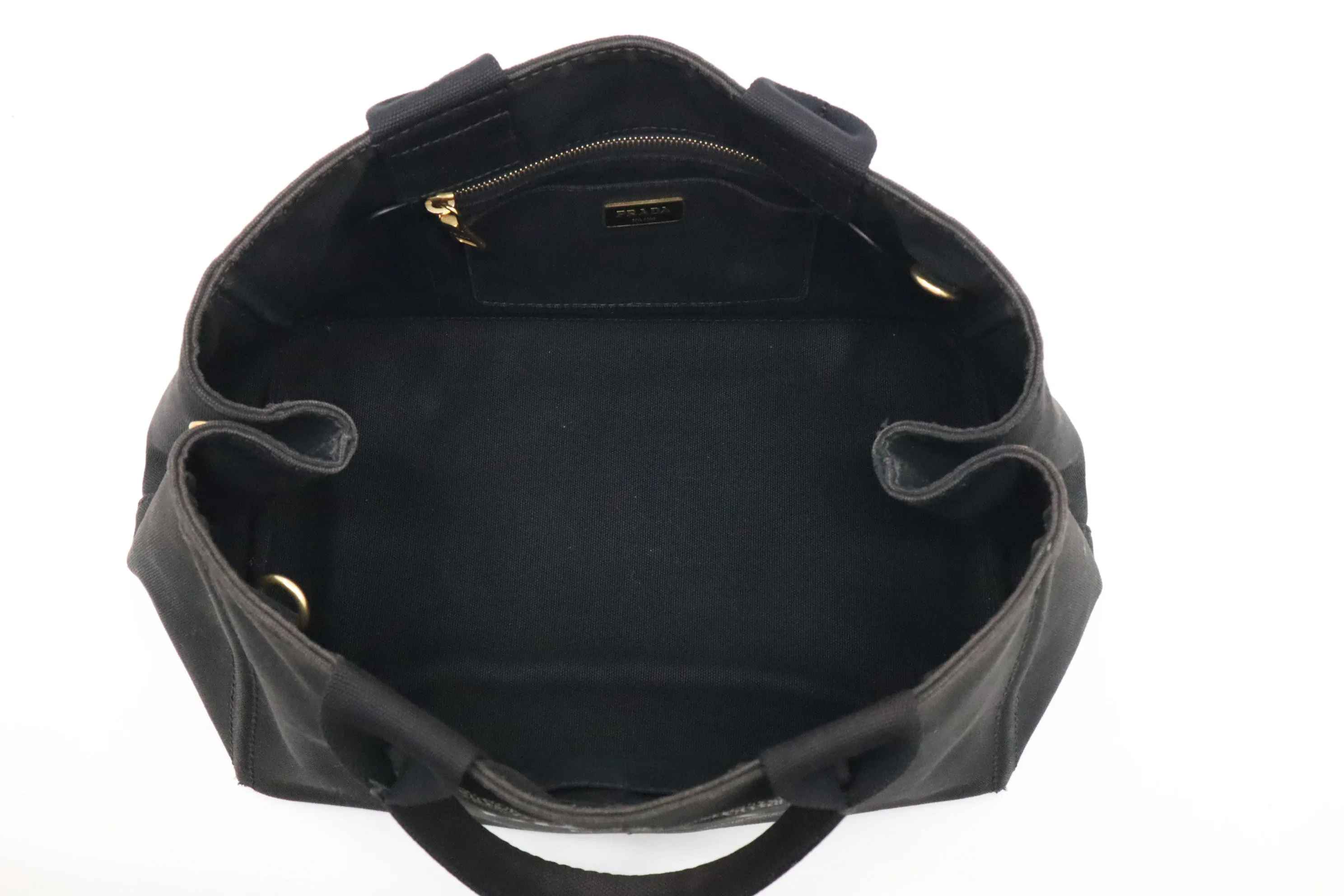 Prada Large Canapa Tote in Black Cotton Canvas