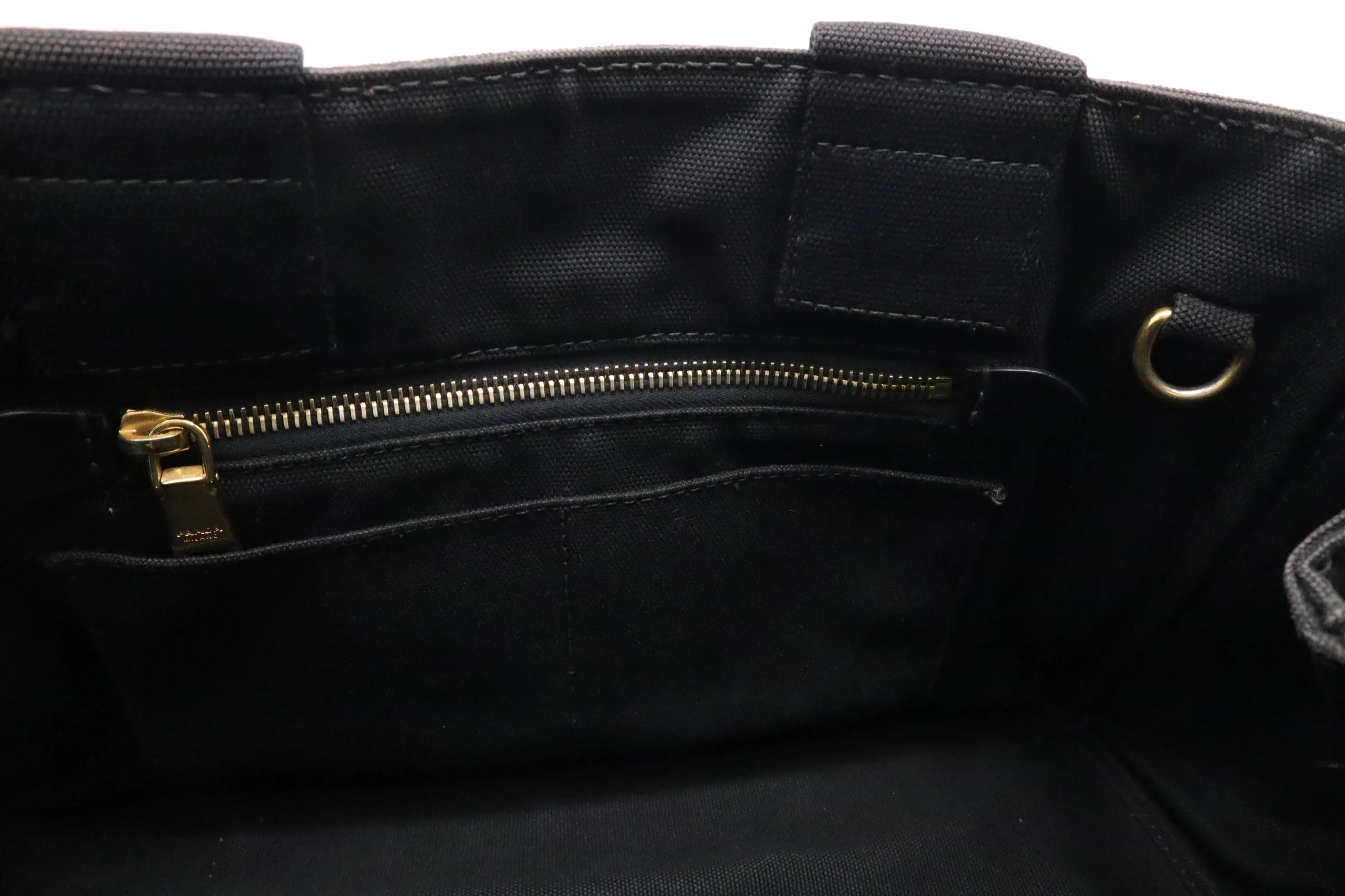 Prada Large Canapa Tote in Black Cotton Canvas
