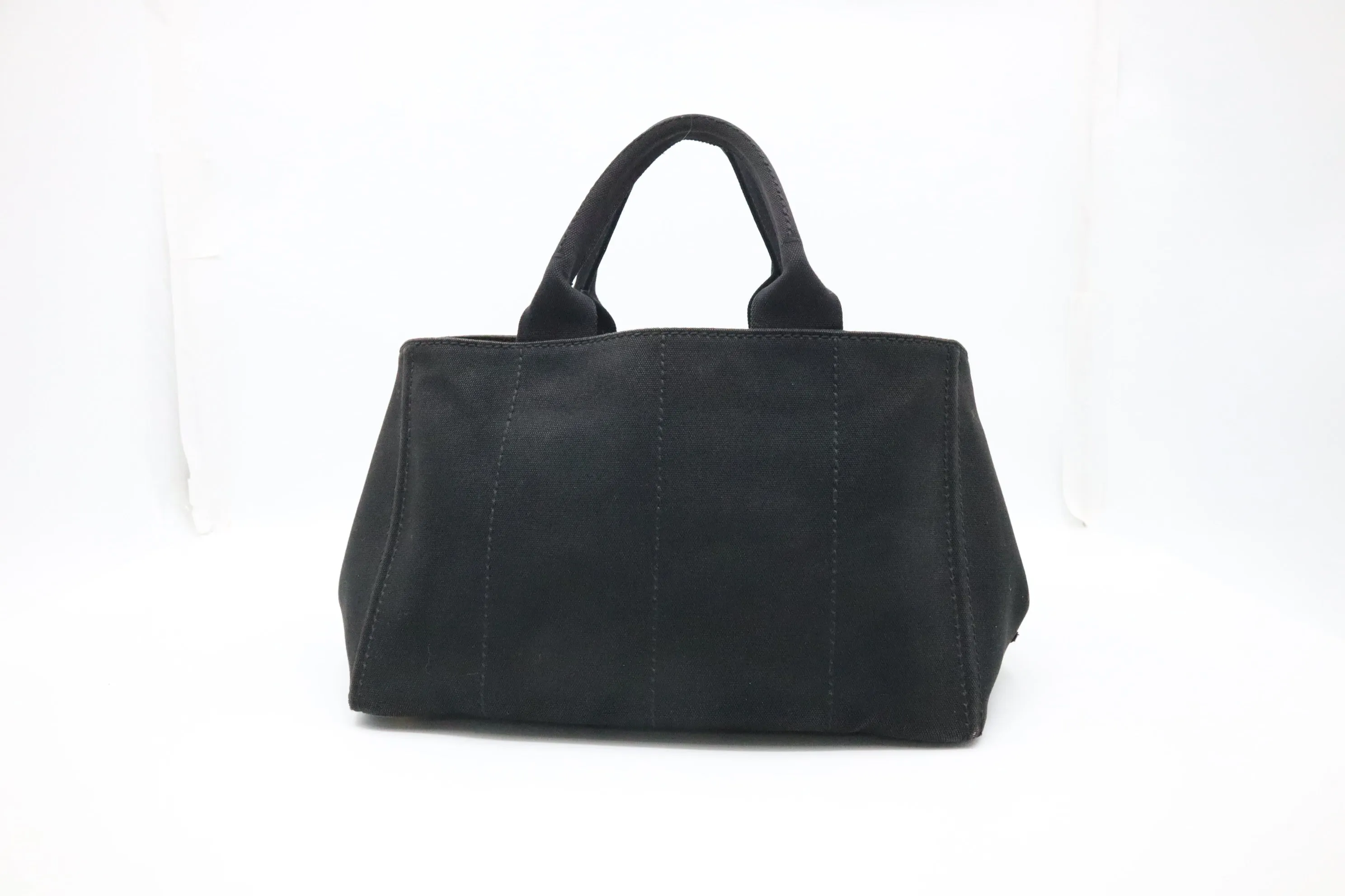 Prada Large Canapa Tote in Black Cotton Canvas