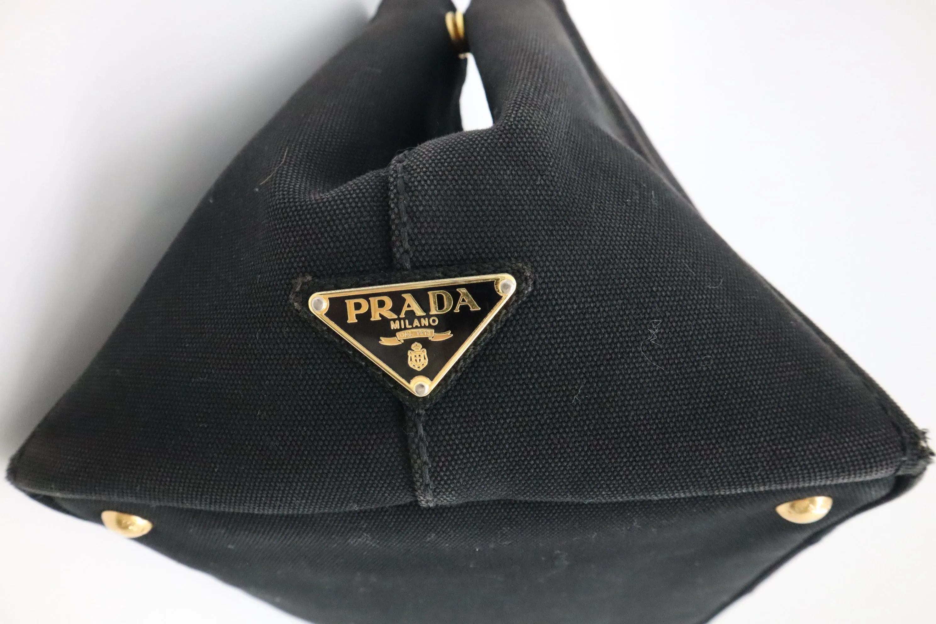 Prada Large Canapa Tote in Black Cotton Canvas