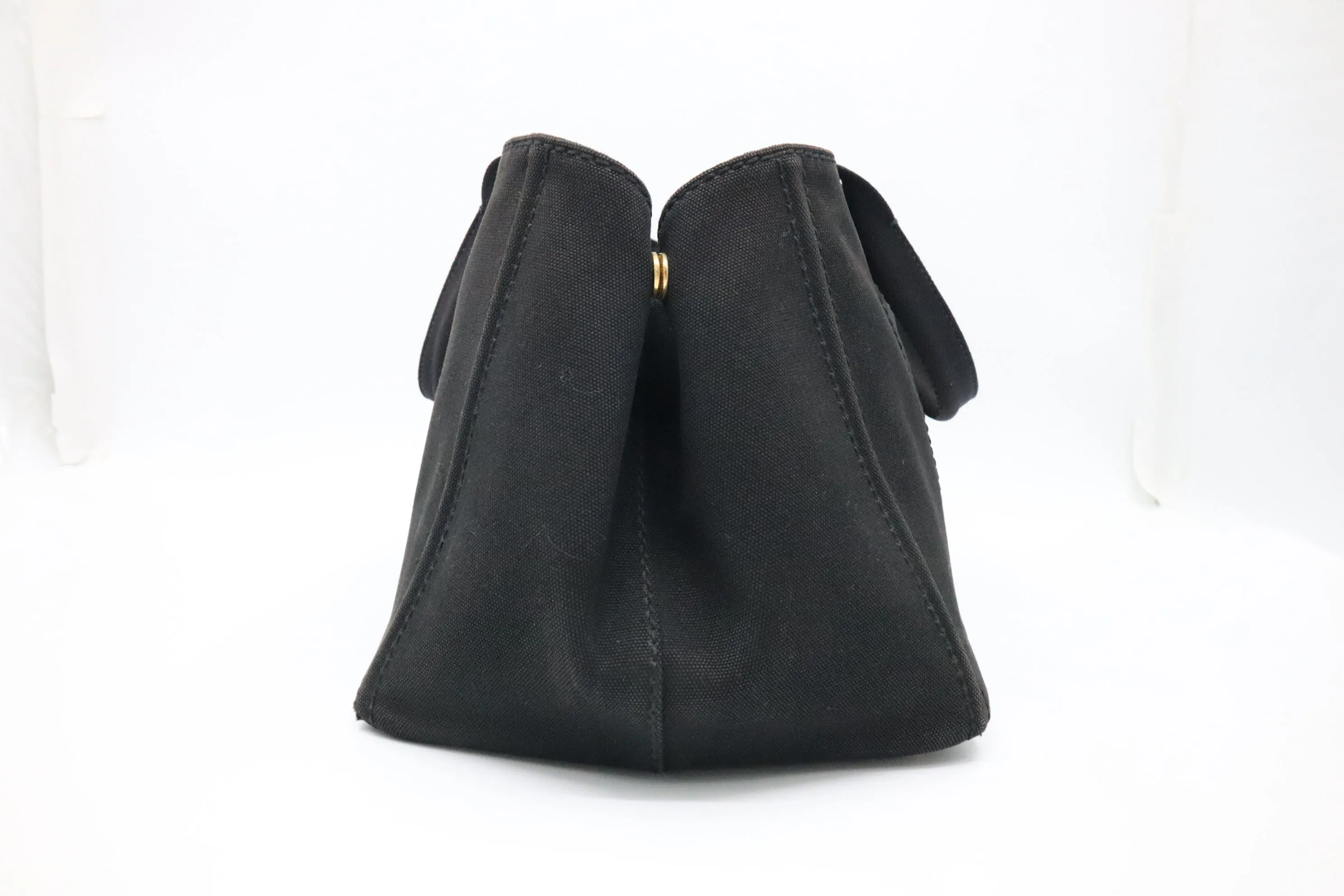 Prada Large Canapa Tote in Black Cotton Canvas