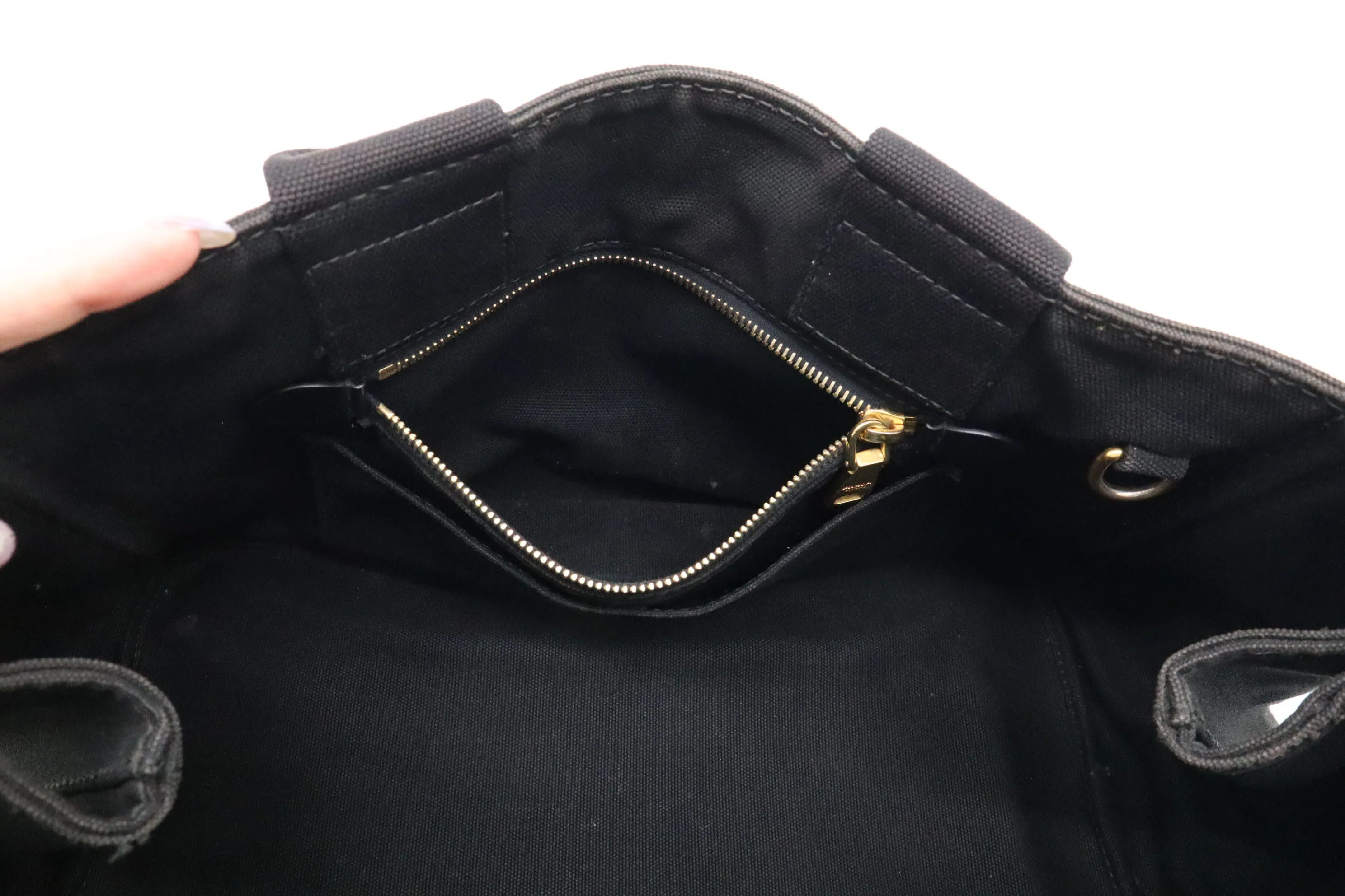 Prada Large Canapa Tote in Black Cotton Canvas