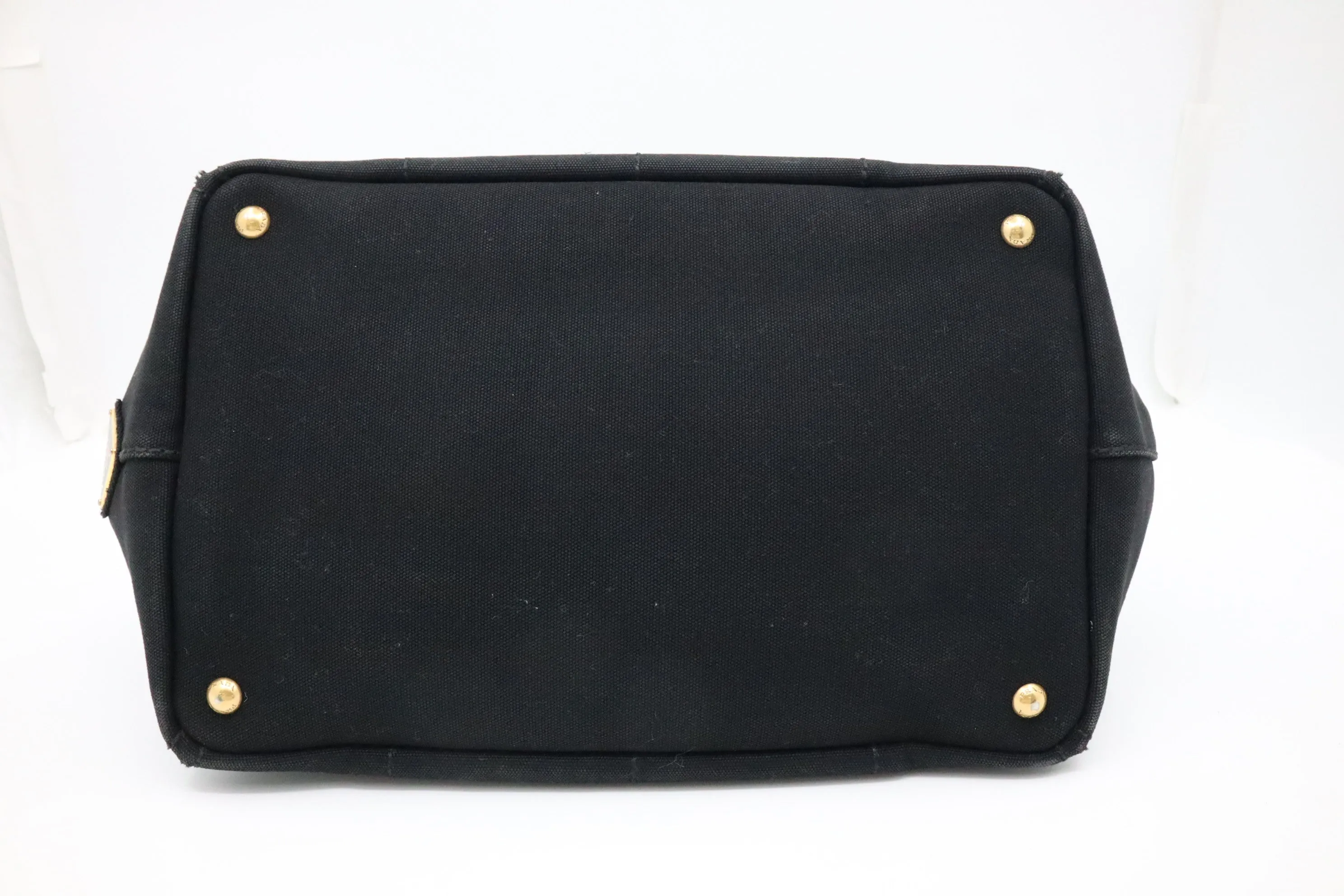 Prada Large Canapa Tote in Black Cotton Canvas