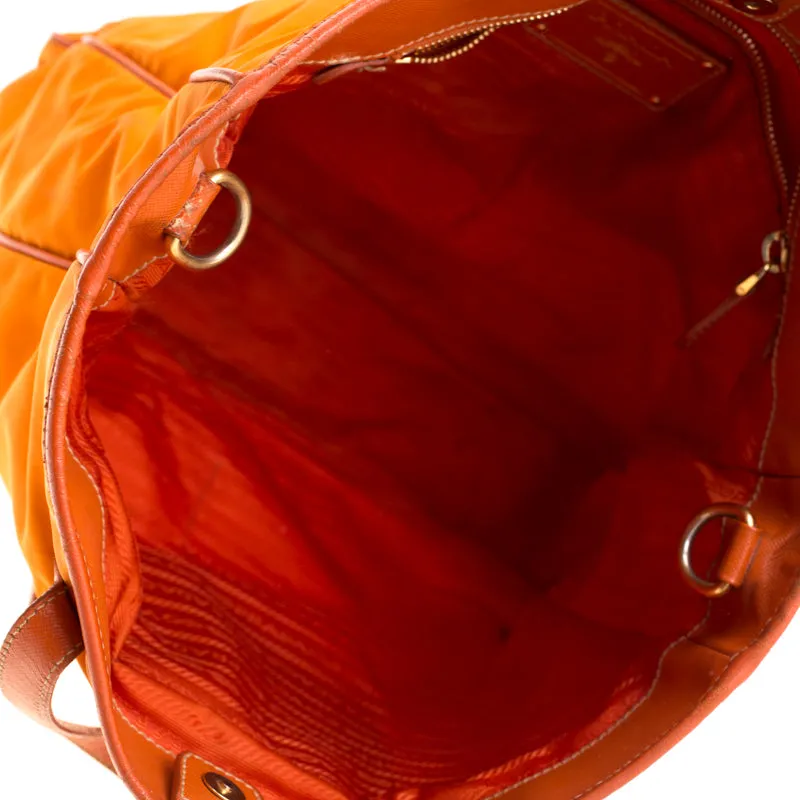 Prada Nylon And Leather Lasercut Logo Tote