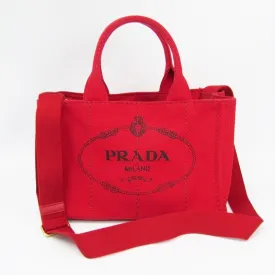Prada Red Canvas Kanapa 2-Way Tote Bag  (SHA-27938)