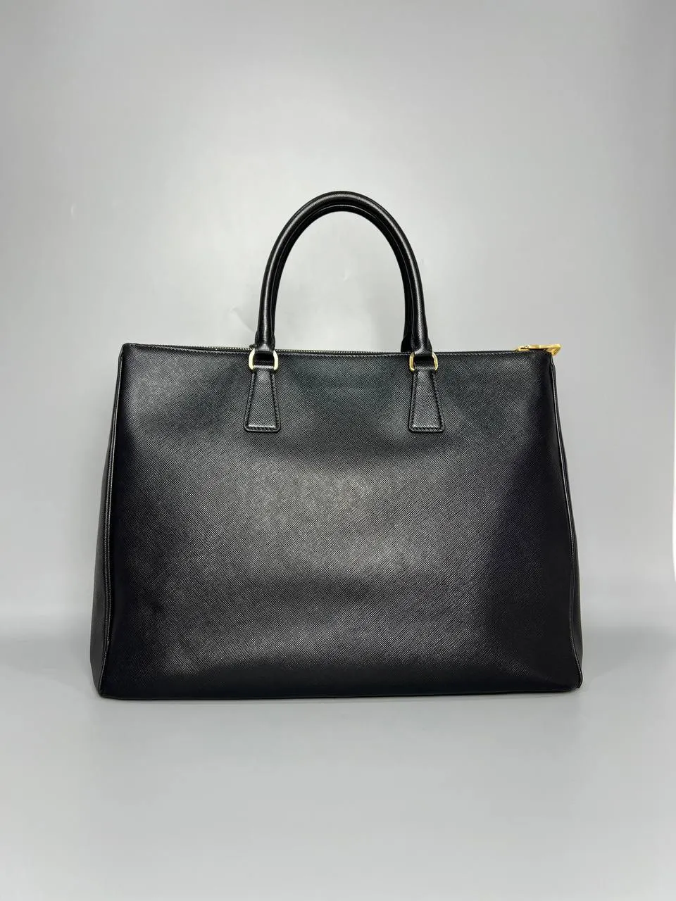 PRADA Saffiano Double-Zip Executive Black Tote Bag