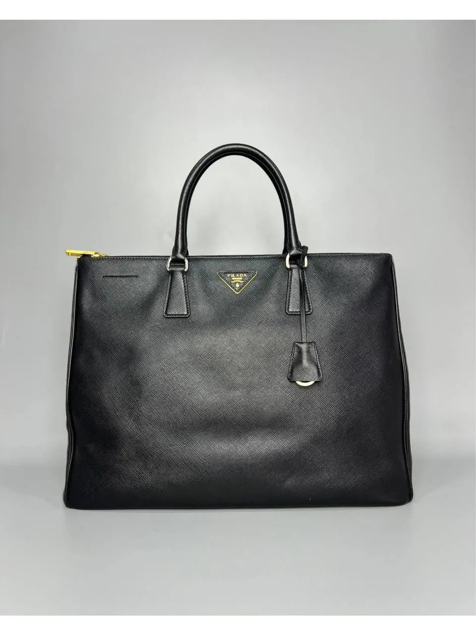 PRADA Saffiano Double-Zip Executive Black Tote Bag
