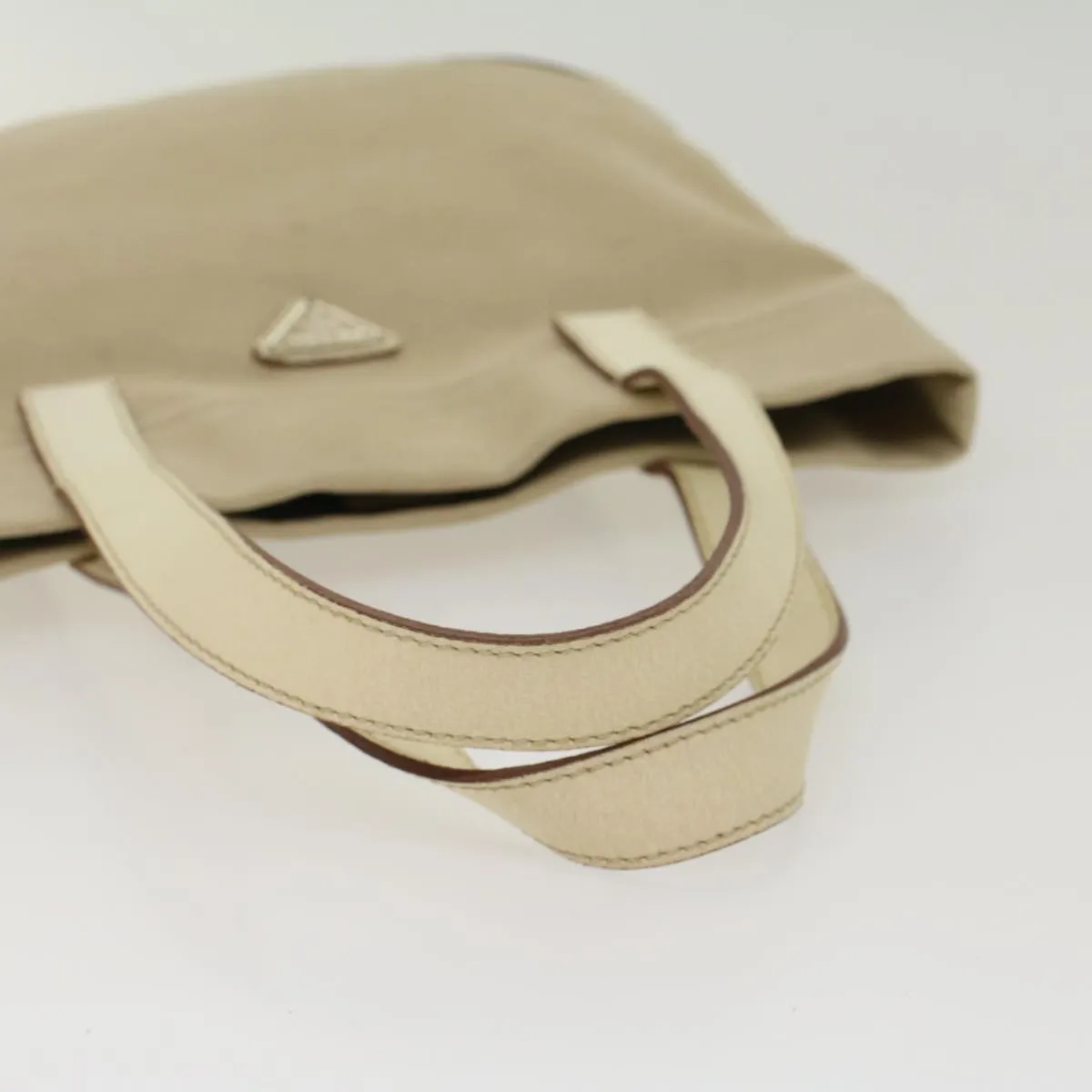 PRADA Tote Bag Canvas Leather Beige  bs7092