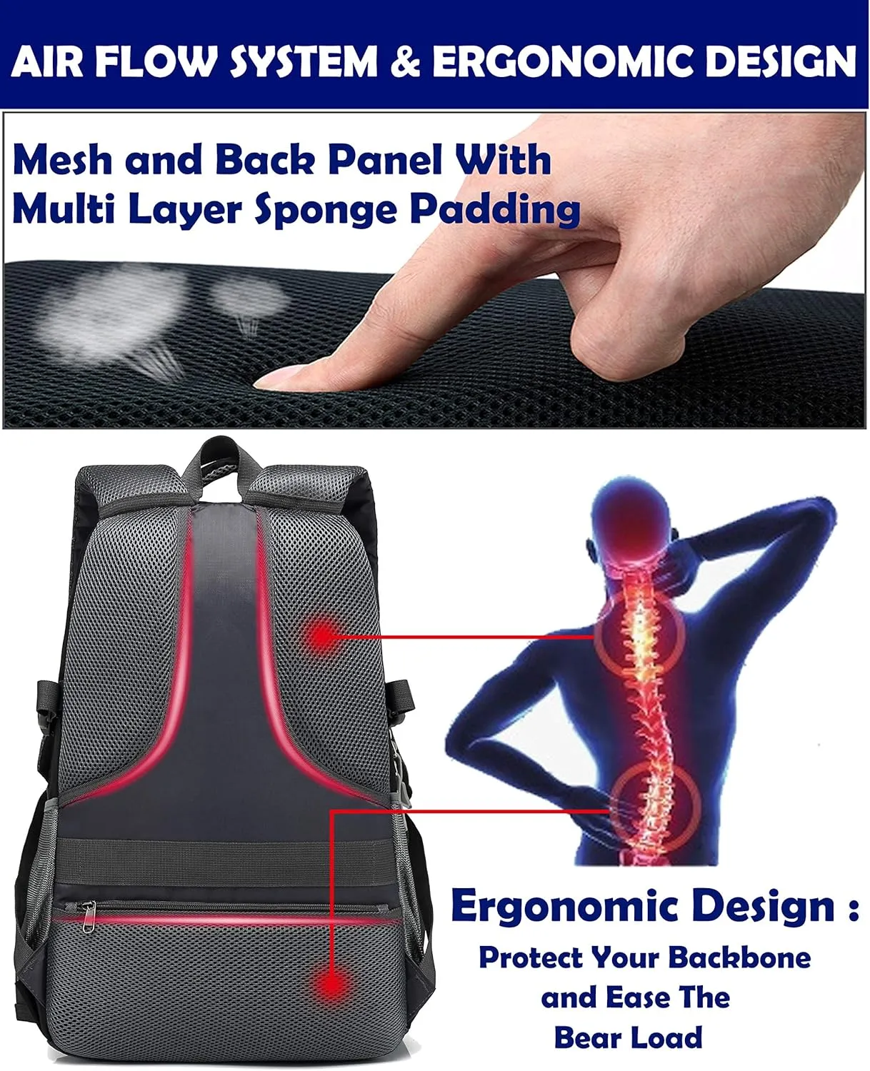 ProEtrade Backpack Bookbag for College Laptop Travel, Fit Laptop Up to 15.6 inch with USB Charging Port Multi Compartment Anti theft, Gift for Women Men (Red)