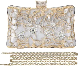 Rhinestone Evening Bag for Women Crystal Clutch Bag Sparkly Sequin Glitter Handbag Floral Shoulder Bag