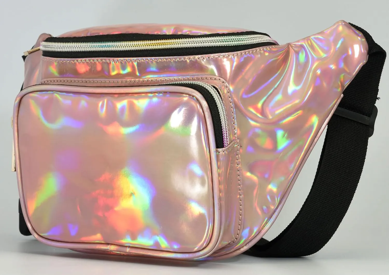 Shiny Neon Fanny Bag for Women Rave Festival Hologram Bum Travel Waist Pack (Champagne)