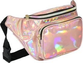 Shiny Neon Fanny Bag for Women Rave Festival Hologram Bum Travel Waist Pack (Champagne)
