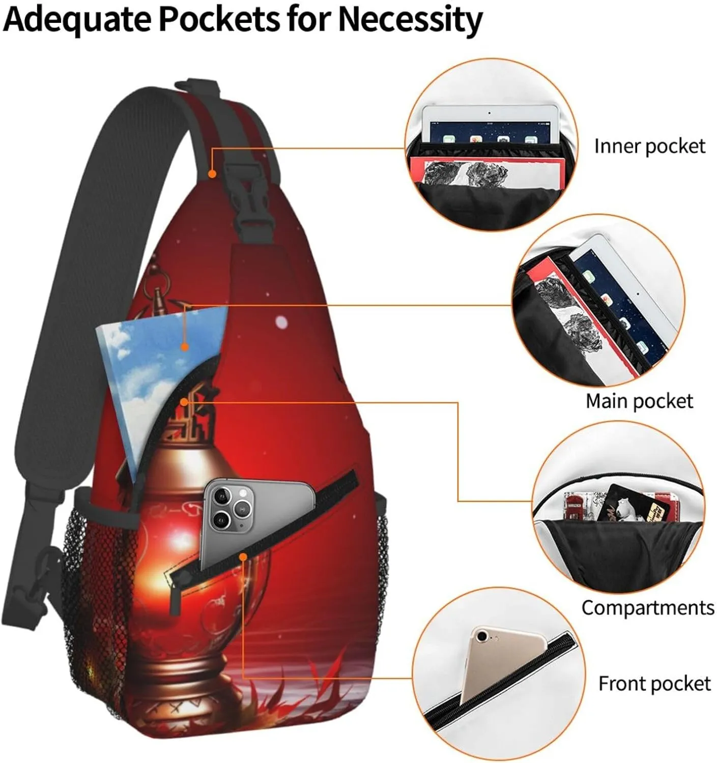 Sling Bag Crossbody Shoulder Bag Cross Chest Bag Color butterfly pattern Sling Backpack Travel Hiking Daypack