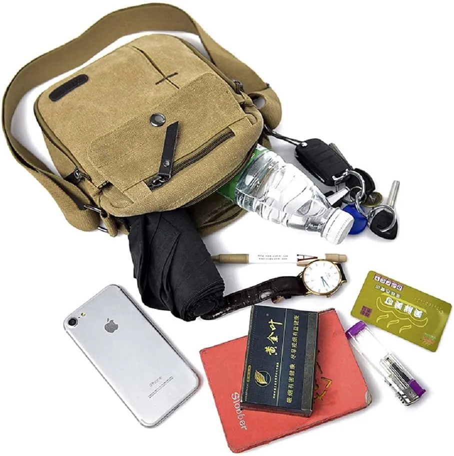 Small Crossbody Bags Canvas Shoulder Travel Purse Mini Messenger Wallet Bag for Women Men