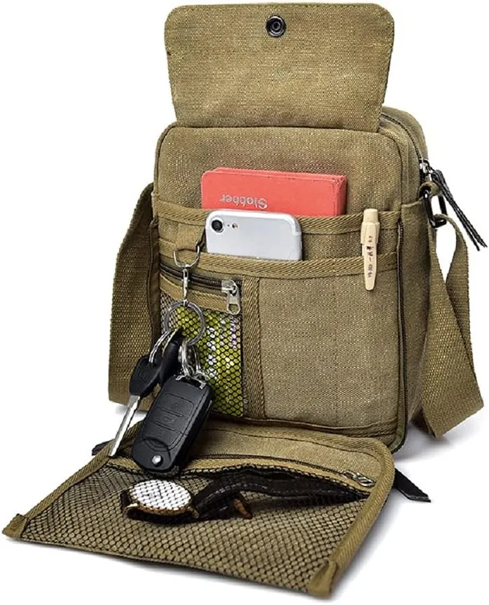 Small Crossbody Bags Canvas Shoulder Travel Purse Mini Messenger Wallet Bag for Women Men