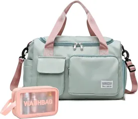 Small Gym Bag for Women, Waterproof Duffle Bag Carry on Weekender Bag with Shoe Compartment & Wet Pocket, Tote Bag for Travel, Workout, Sport