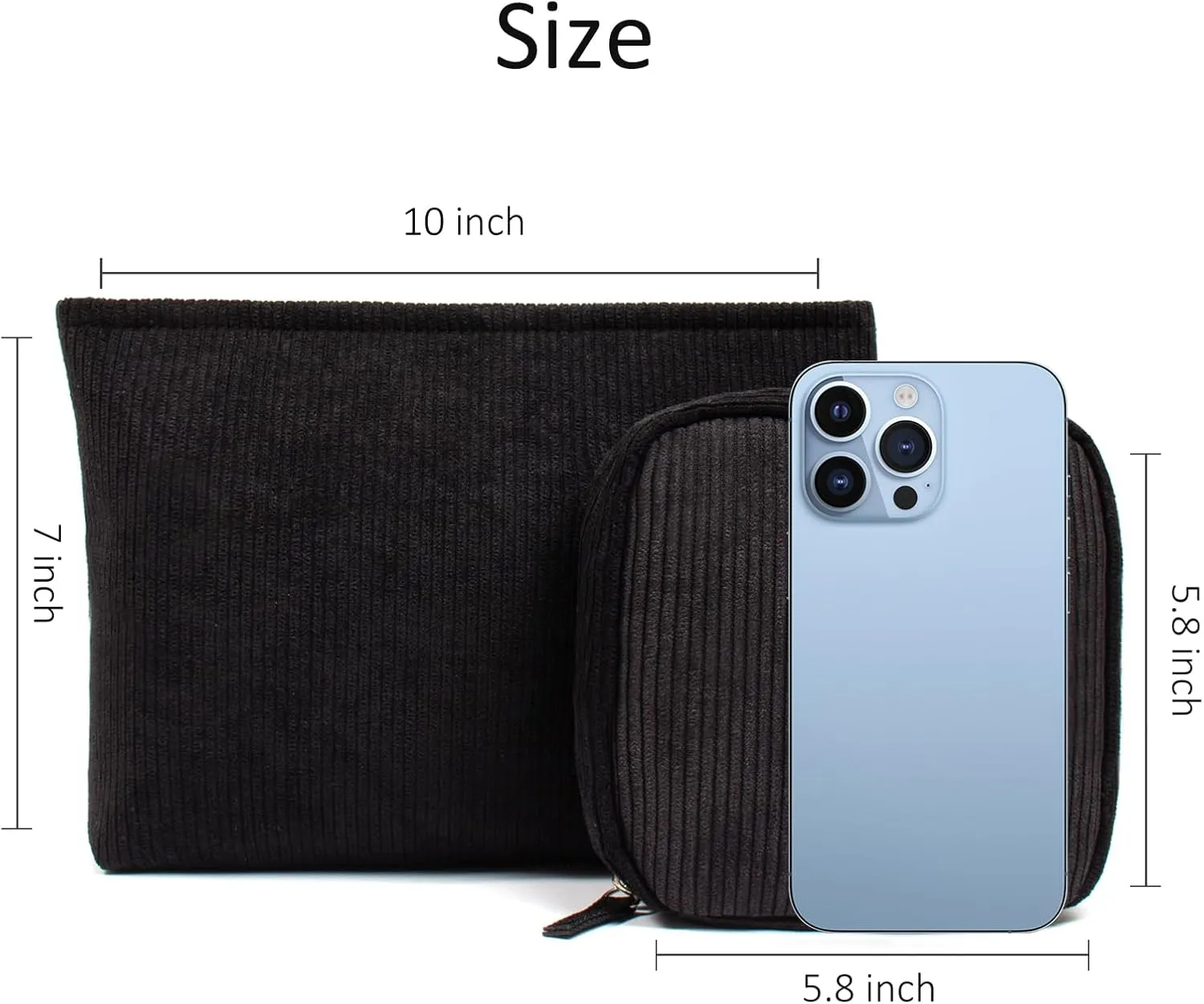 Small Makeup Bag for Women, Mini Makeup Pouch for Purse Large Corduroy Travel Cosmetic Bag Cute Toiletry Bag Travel Accessories Preppy Makeup Brushes Aesthetic Accessories Storage Bag