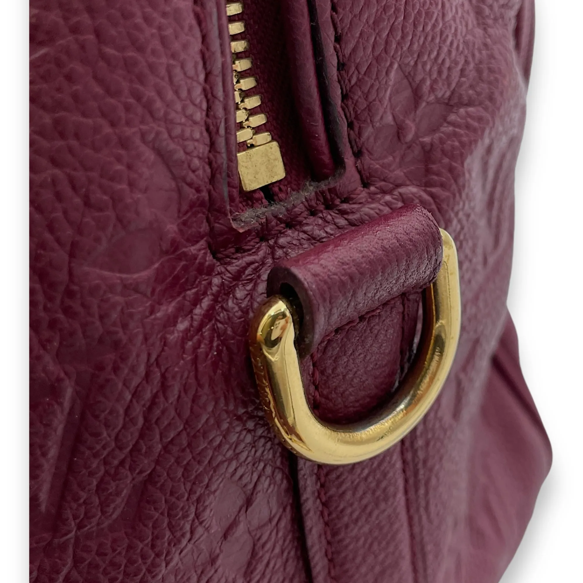 Speedy Bandouliere 25 Red Top Handle Bag in Monogram Empreinte Leather, Gold hardware