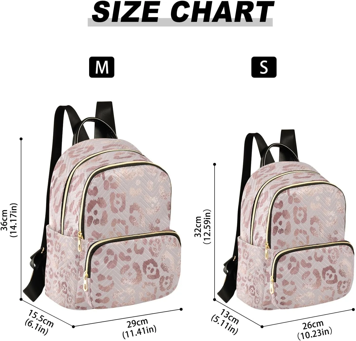 SUABO Leopard Print Cheetah Rose Gold Fashion Backpack Purse Ladies Fashion Rucksack Travel Shoulder Bag Casual Daily Backpack